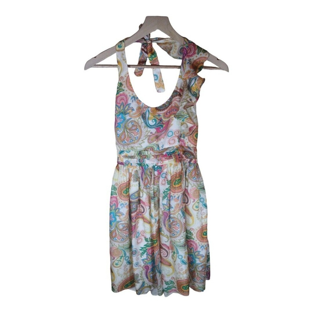 Liquid New York Womens Mini Dress Colorful Print Colorblock Size Small Cute Fall